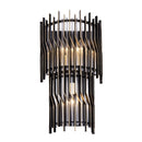 Three Light Wall Sconce<br /><span style="color:#4AB0CE;">Entrega: 4-10 dias en USA</span><br /><span style="color:#4AB0CE;font-size:60%;">PREGUNTE POR ENTREGA EN PANAMA</span><br />Collection: Park Row<br />Finish: Matte Black/French Gold