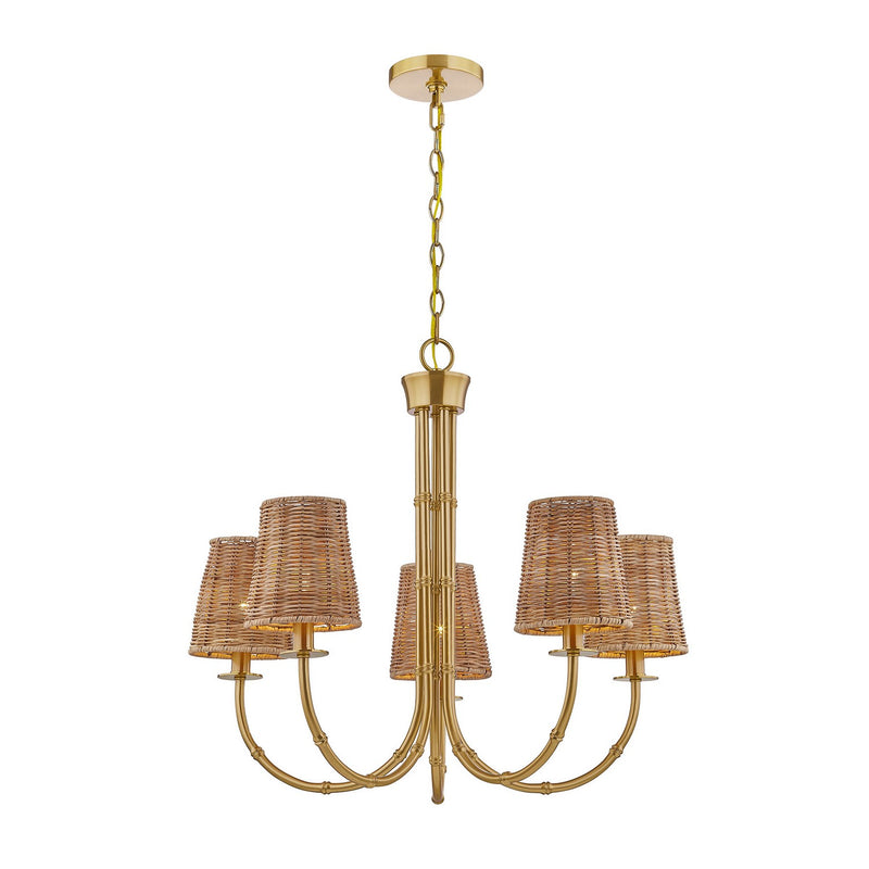 Five Light Chandelier<br /><span style="color:#4AB0CE;">Entrega: 4-10 dias en USA</span><br /><span style="color:#4AB0CE;font-size:60%;">PREGUNTE POR ENTREGA EN PANAMA</span><br />Collection: Ashbury<br />Finish: Warm Brass