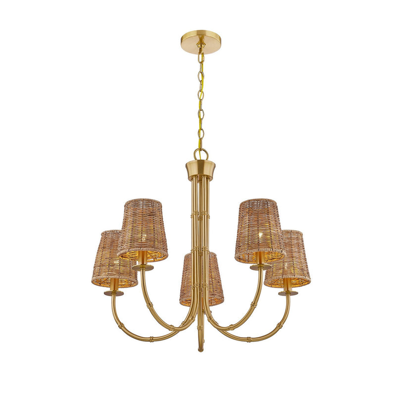 Five Light Chandelier<br /><span style="color:#4AB0CE;">Entrega: 4-10 dias en USA</span><br /><span style="color:#4AB0CE;font-size:60%;">PREGUNTE POR ENTREGA EN PANAMA</span><br />Collection: Ashbury<br />Finish: Warm Brass