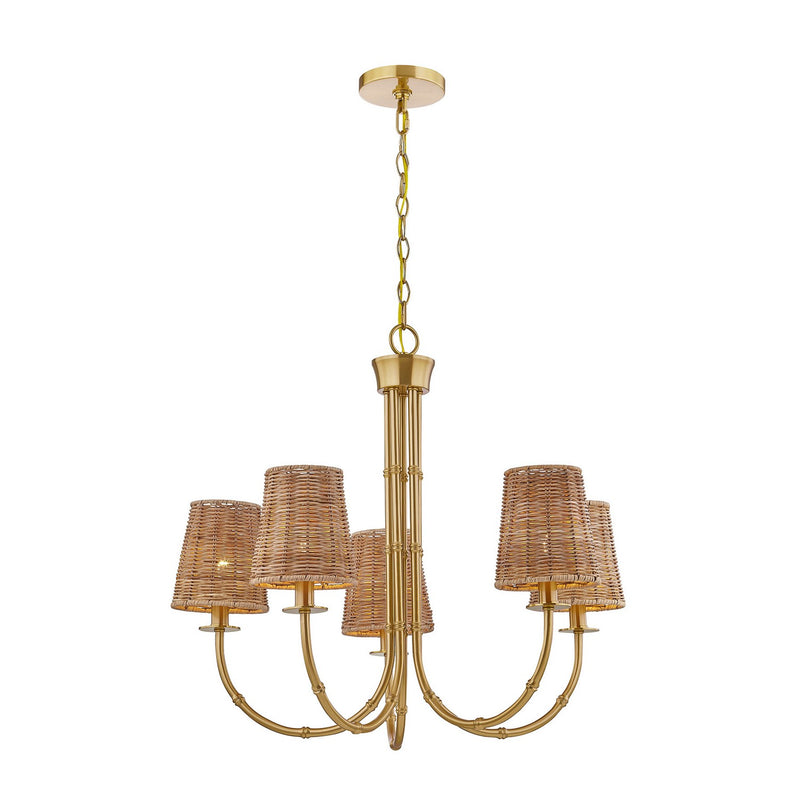 Five Light Chandelier<br /><span style="color:#4AB0CE;">Entrega: 4-10 dias en USA</span><br /><span style="color:#4AB0CE;font-size:60%;">PREGUNTE POR ENTREGA EN PANAMA</span><br />Collection: Ashbury<br />Finish: Warm Brass