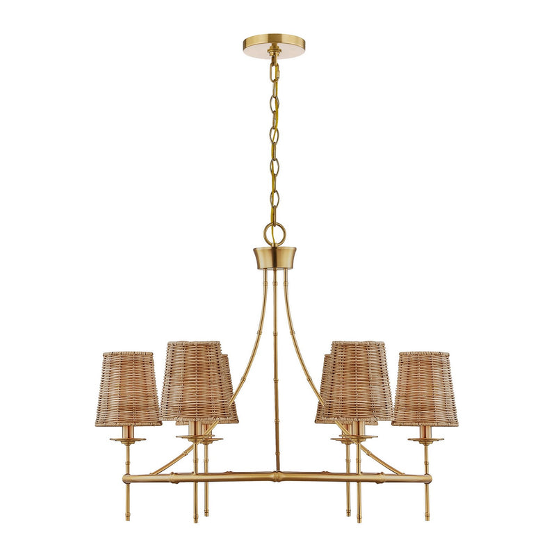 Six Light Chandelier<br /><span style="color:#4AB0CE;">Entrega: 4-10 dias en USA</span><br /><span style="color:#4AB0CE;font-size:60%;">PREGUNTE POR ENTREGA EN PANAMA</span><br />Collection: Ashbury<br />Finish: Warm Brass