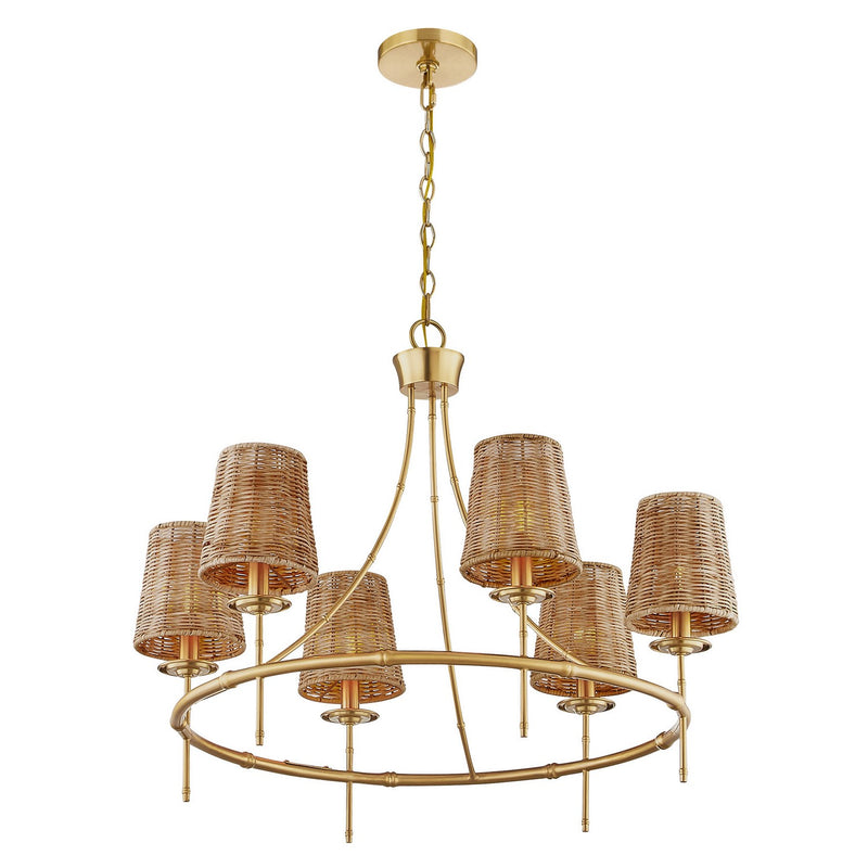Six Light Chandelier<br /><span style="color:#4AB0CE;">Entrega: 4-10 dias en USA</span><br /><span style="color:#4AB0CE;font-size:60%;">PREGUNTE POR ENTREGA EN PANAMA</span><br />Collection: Ashbury<br />Finish: Warm Brass