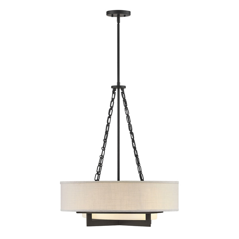 Four Light Pendant<br /><span style="color:#4AB0CE;">Entrega: 4-10 dias en USA</span><br /><span style="color:#4AB0CE;font-size:60%;">PREGUNTE POR ENTREGA EN PANAMA</span><br />Collection: Brentwood<br />Finish: Matte Black