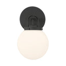 One Light Bath Sconce<br /><span style="color:#4AB0CE;">Entrega: 4-10 dias en USA</span><br /><span style="color:#4AB0CE;font-size:60%;">PREGUNTE POR ENTREGA EN PANAMA</span><br />Collection: Ortesa<br />Finish: Dark Matte Black
