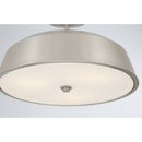 Three Light Semi-Flush Mount<br /><span style="color:#4AB0CE;">Entrega: 4-10 dias en USA</span><br /><span style="color:#4AB0CE;font-size:60%;">PREGUNTE POR ENTREGA EN PANAMA</span><br />Collection: Trellwyn<br />Finish: Brushed Nickel