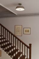 Three Light Semi-Flush Mount<br /><span style="color:#4AB0CE;">Entrega: 4-10 dias en USA</span><br /><span style="color:#4AB0CE;font-size:60%;">PREGUNTE POR ENTREGA EN PANAMA</span><br />Collection: Trellwyn<br />Finish: Brushed Nickel