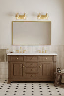 Two Light Vanity<br /><span style="color:#4AB0CE;">Entrega: 4-10 dias en USA</span><br /><span style="color:#4AB0CE;font-size:60%;">PREGUNTE POR ENTREGA EN PANAMA</span><br />Collection: Ravik<br />Finish: Legacy Brass