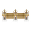 Three Light Vanity<br /><span style="color:#4AB0CE;">Entrega: 4-10 dias en USA</span><br /><span style="color:#4AB0CE;font-size:60%;">PREGUNTE POR ENTREGA EN PANAMA</span><br />Collection: Ravik<br />Finish: Legacy Brass