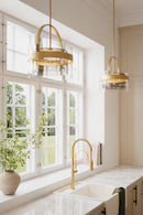 One Light Convertible Pendant/Semi-Flush Mount<br /><span style="color:#4AB0CE;">Entrega: 4-10 dias en USA</span><br /><span style="color:#4AB0CE;font-size:60%;">PREGUNTE POR ENTREGA EN PANAMA</span><br />Collection: Ravik<br />Finish: Legacy Brass