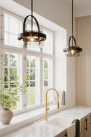 One Light Convertible Pendant/Semi-Flush Mount<br /><span style="color:#4AB0CE;">Entrega: 4-10 dias en USA</span><br /><span style="color:#4AB0CE;font-size:60%;">PREGUNTE POR ENTREGA EN PANAMA</span><br />Collection: Ravik<br />Finish: Dark Matte Black