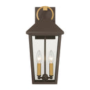 Two Light Outdoor Wall Lantern<br /><span style="color:#4AB0CE;">Entrega: 5-6 semanas en USA</span><br /><span style="color:#4AB0CE;font-size:60%;">PREGUNTE POR ENTREGA EN PANAMA</span><br />Collection: Bayra<br />Finish: Painted Legacy Brass