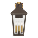 Three Light Outdoor Wall Lantern<br /><span style="color:#4AB0CE;">Entrega: 4-10 dias en USA</span><br /><span style="color:#4AB0CE;font-size:60%;">PREGUNTE POR ENTREGA EN PANAMA</span><br />Collection: Bayra<br />Finish: Painted Legacy Brass