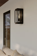Two Light Outdoor Wall Sconce<br /><span style="color:#4AB0CE;">Entrega: 4-10 dias en USA</span><br /><span style="color:#4AB0CE;font-size:60%;">PREGUNTE POR ENTREGA EN PANAMA</span><br />Collection: Stratford<br />Finish: Dark Matte Black
