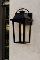 One Light Outdoor Wall Lantern<br /><span style="color:#4AB0CE;">Entrega: 4-10 dias en USA</span><br /><span style="color:#4AB0CE;font-size:60%;">PREGUNTE POR ENTREGA EN PANAMA</span><br />Collection: Branwyn<br />Finish: Sand Coal Black