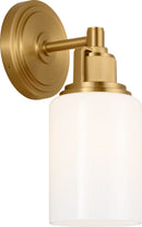 One Light Bath<br /><span style="color:#4AB0CE;">Entrega: 4-10 dias en USA</span><br /><span style="color:#4AB0CE;font-size:60%;">PREGUNTE POR ENTREGA EN PANAMA</span><br />Collection: Ashford<br />Finish: Burnished Brass | Burnished Brass