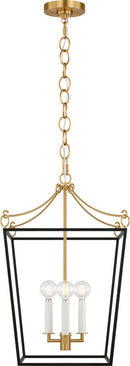 Three Light Lantern<br /><span style="color:#4AB0CE;">Entrega: 4-10 dias en USA</span><br /><span style="color:#4AB0CE;font-size:60%;">PREGUNTE POR ENTREGA EN PANAMA</span><br />Collection: Carlyle<br />Finish: Midnight Black | Burnished Brass