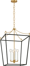 Four Light Lantern<br /><span style="color:#4AB0CE;">Entrega: 4-10 dias en USA</span><br /><span style="color:#4AB0CE;font-size:60%;">PREGUNTE POR ENTREGA EN PANAMA</span><br />Collection: Carlyle<br />Finish: Midnight Black | Burnished Brass