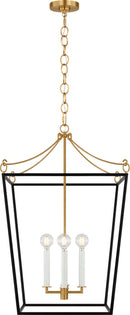 Visual Comfort Studio - KSC1174MBK - Four Light Lantern - Carlyle - Midnight Black | Burnished Brass