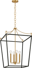 Four Light Lantern<br /><span style="color:#4AB0CE;">Entrega: 4-10 dias en USA</span><br /><span style="color:#4AB0CE;font-size:60%;">PREGUNTE POR ENTREGA EN PANAMA</span><br />Collection: Carlyle<br />Finish: Midnight Black | Burnished Brass