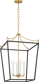Four Light Lantern<br /><span style="color:#4AB0CE;">Entrega: 4-10 dias en USA</span><br /><span style="color:#4AB0CE;font-size:60%;">PREGUNTE POR ENTREGA EN PANAMA</span><br />Collection: Carlyle<br />Finish: Midnight Black | Burnished Brass