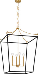 Four Light Lantern<br /><span style="color:#4AB0CE;">Entrega: 4-10 dias en USA</span><br /><span style="color:#4AB0CE;font-size:60%;">PREGUNTE POR ENTREGA EN PANAMA</span><br />Collection: Carlyle<br />Finish: Midnight Black | Burnished Brass
