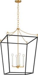 Four Light Lantern<br /><span style="color:#4AB0CE;">Entrega: 4-10 dias en USA</span><br /><span style="color:#4AB0CE;font-size:60%;">PREGUNTE POR ENTREGA EN PANAMA</span><br />Collection: Carlyle<br />Finish: Midnight Black | Burnished Brass