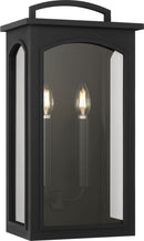 Two Light Wall Lantern<br /><span style="color:#4AB0CE;">Entrega: 9-10 semanas en USA</span><br /><span style="color:#4AB0CE;font-size:60%;">PREGUNTE POR ENTREGA EN PANAMA</span><br />Collection: Modesto<br />Finish: Textured Black | Textured Black
