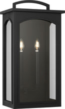 Two Light Wall Lantern<br /><span style="color:#4AB0CE;">Entrega: 4-10 dias en USA</span><br /><span style="color:#4AB0CE;font-size:60%;">PREGUNTE POR ENTREGA EN PANAMA</span><br />Collection: Modesto<br />Finish: Textured Black/Textured Black