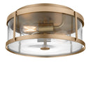 Two Light Flush Mount<br /><span style="color:#4AB0CE;">Entrega: 2-3 semanas en USA</span><br /><span style="color:#4AB0CE;font-size:60%;">PREGUNTE POR ENTREGA EN PANAMA</span><br />Collection: Lumra<br />Finish: Satin Brass