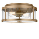 Two Light Flush Mount<br /><span style="color:#4AB0CE;">Entrega: 3-4 semanas en USA</span><br /><span style="color:#4AB0CE;font-size:60%;">PREGUNTE POR ENTREGA EN PANAMA</span><br />Collection: Lumra<br />Finish: Satin Brass