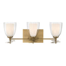 Three Light Vanity<br /><span style="color:#4AB0CE;">Entrega: 4-10 dias en USA</span><br /><span style="color:#4AB0CE;font-size:60%;">PREGUNTE POR ENTREGA EN PANAMA</span><br />Collection: Elowen<br />Finish: Legacy Brass
