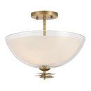 Three Light Semi-Flush Mount<br /><span style="color:#4AB0CE;">Entrega: 4-10 dias en USA</span><br /><span style="color:#4AB0CE;font-size:60%;">PREGUNTE POR ENTREGA EN PANAMA</span><br />Collection: Elowen<br />Finish: Legacy Brass