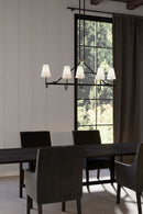 Five Light Linear Chandelier<br /><span style="color:#4AB0CE;">Entrega: 4-10 dias en USA</span><br /><span style="color:#4AB0CE;font-size:60%;">PREGUNTE POR ENTREGA EN PANAMA</span><br />Collection: Bellforge<br />Finish: Legacy Brass