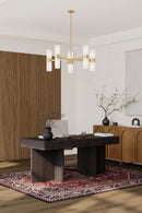 Ten Light Chandelier<br /><span style="color:#4AB0CE;">Entrega: 4-10 dias en USA</span><br /><span style="color:#4AB0CE;font-size:60%;">PREGUNTE POR ENTREGA EN PANAMA</span><br />Collection: Delgada<br />Finish: Legacy Brass