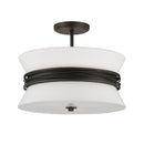 Three Light Semi-Flush Mount<br /><span style="color:#4AB0CE;">Entrega: 4-10 dias en USA</span><br /><span style="color:#4AB0CE;font-size:60%;">PREGUNTE POR ENTREGA EN PANAMA</span><br />Collection: Dalvor<br />Finish: Dark Bronze