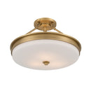 Three Light Semi-Flush Mount<br /><span style="color:#4AB0CE;">Entrega: 4-10 dias en USA</span><br /><span style="color:#4AB0CE;font-size:60%;">PREGUNTE POR ENTREGA EN PANAMA</span><br />Collection: Halora<br />Finish: Legacy Brass