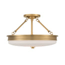 Three Light Semi-Flush Mount<br /><span style="color:#4AB0CE;">Entrega: 4-10 dias en USA</span><br /><span style="color:#4AB0CE;font-size:60%;">PREGUNTE POR ENTREGA EN PANAMA</span><br />Collection: Halora<br />Finish: Legacy Brass