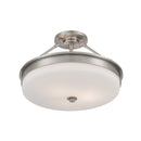 Three Light Semi-Flush Mount<br /><span style="color:#4AB0CE;">Entrega: 4-10 dias en USA</span><br /><span style="color:#4AB0CE;font-size:60%;">PREGUNTE POR ENTREGA EN PANAMA</span><br />Collection: Halora<br />Finish: Brushed Nickel