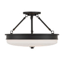Three Light Semi-Flush Mount<br /><span style="color:#4AB0CE;">Entrega: 4-10 dias en USA</span><br /><span style="color:#4AB0CE;font-size:60%;">PREGUNTE POR ENTREGA EN PANAMA</span><br />Collection: Halora<br />Finish: Dark Matte Black