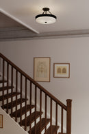 Three Light Semi-Flush Mount<br /><span style="color:#4AB0CE;">Entrega: 4-10 dias en USA</span><br /><span style="color:#4AB0CE;font-size:60%;">PREGUNTE POR ENTREGA EN PANAMA</span><br />Collection: Halora<br />Finish: Dark Matte Black