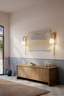 One Light Wall Sconce<br /><span style="color:#4AB0CE;">Entrega: 4-10 dias en USA</span><br /><span style="color:#4AB0CE;font-size:60%;">PREGUNTE POR ENTREGA EN PANAMA</span><br />Collection: Cordón<br />Finish: Legacy Brass