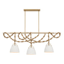 Three Light Linear Chandelier<br /><span style="color:#4AB0CE;">Entrega: 4-10 dias en USA</span><br /><span style="color:#4AB0CE;font-size:60%;">PREGUNTE POR ENTREGA EN PANAMA</span><br />Collection: Cordón<br />Finish: Legacy Brass