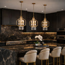 Varaluz - 270P04BK - Four Light Pendant - Barcelona - Brass Kisser