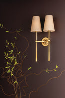 Two Light Wall Sconce<br /><span style="color:#4AB0CE;">Entrega: 4-10 dias en USA</span><br /><span style="color:#4AB0CE;font-size:60%;">PREGUNTE POR ENTREGA EN PANAMA</span><br />Collection: Cadiz<br />Finish: Vintage Brass