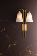 Two Light Wall Sconce<br /><span style="color:#4AB0CE;">Entrega: 4-10 dias en USA</span><br /><span style="color:#4AB0CE;font-size:60%;">PREGUNTE POR ENTREGA EN PANAMA</span><br />Collection: Limoges<br />Finish: Vintage Brass