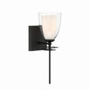 One Light Bath Sconce<br /><span style="color:#4AB0CE;">Entrega: 4-10 dias en USA</span><br /><span style="color:#4AB0CE;font-size:60%;">PREGUNTE POR ENTREGA EN PANAMA</span><br />Collection: Elowen<br />Finish: Dark Matte Black