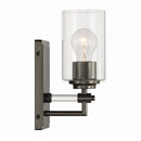 One Light Bath Sconce<br /><span style="color:#4AB0CE;">Entrega: 4-10 dias en USA</span><br /><span style="color:#4AB0CE;font-size:60%;">PREGUNTE POR ENTREGA EN PANAMA</span><br />Collection: Binsly<br />Finish: Rustic Gun Metal