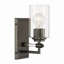 One Light Bath Sconce<br /><span style="color:#4AB0CE;">Entrega: 4-10 dias en USA</span><br /><span style="color:#4AB0CE;font-size:60%;">PREGUNTE POR ENTREGA EN PANAMA</span><br />Collection: Binsly<br />Finish: Rustic Gun Metal