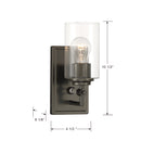 One Light Bath Sconce<br /><span style="color:#4AB0CE;">Entrega: 4-10 dias en USA</span><br /><span style="color:#4AB0CE;font-size:60%;">PREGUNTE POR ENTREGA EN PANAMA</span><br />Collection: Binsly<br />Finish: Rustic Gun Metal