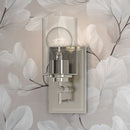 One Light Bath Sconce<br /><span style="color:#4AB0CE;">Entrega: 4-10 dias en USA</span><br /><span style="color:#4AB0CE;font-size:60%;">PREGUNTE POR ENTREGA EN PANAMA</span><br />Collection: Binsly<br />Finish: Brushed Nickel